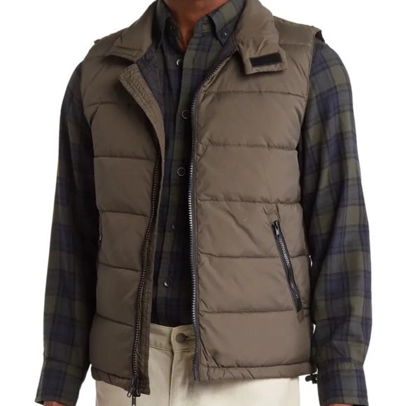 SLATE & STONE Quilted Down Fill Vest in Olive - Picture 1 of 3